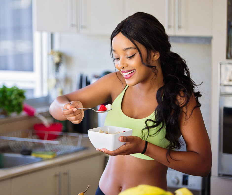 woman eating healthy food